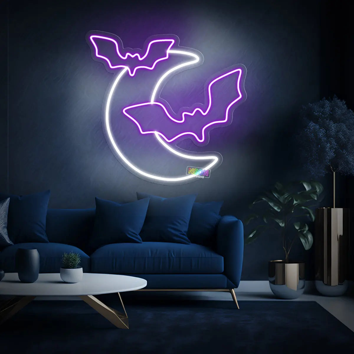 Bat and moon neonskylt